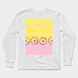 Yellow stripes and flowers Long Sleeve T-Shirt